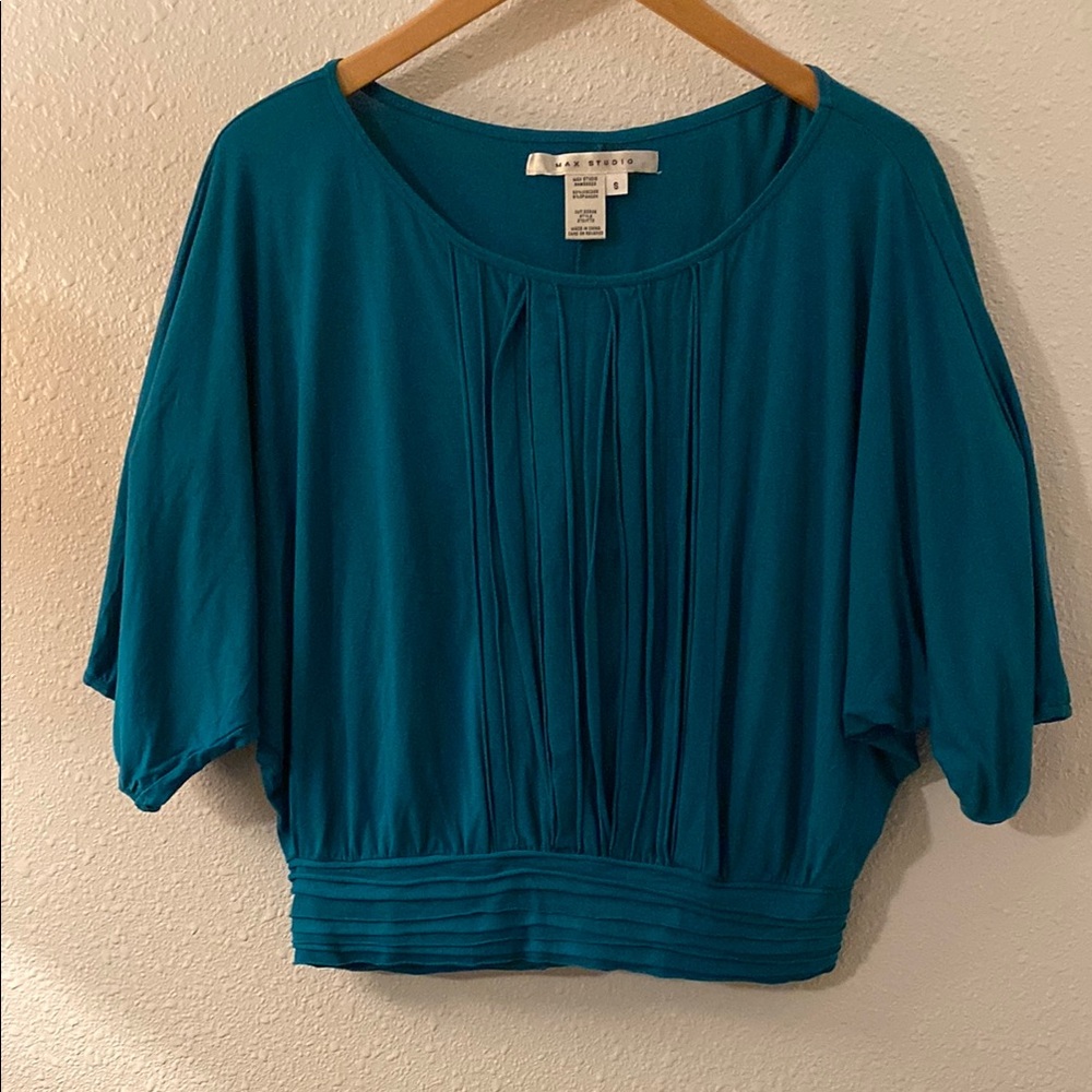 Max Studio Teal Dolman Sleeve Blouse Small